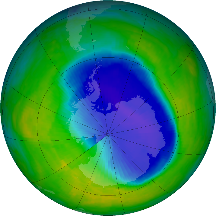 Antarctic ozone map for 14 November 1993